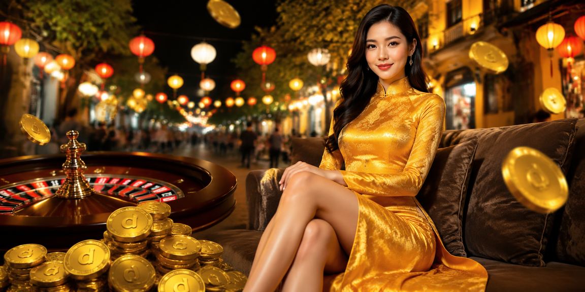 Cảnh chơi roulette tại Hà Nội, có phụ nữ mặc áo dài truyền thống